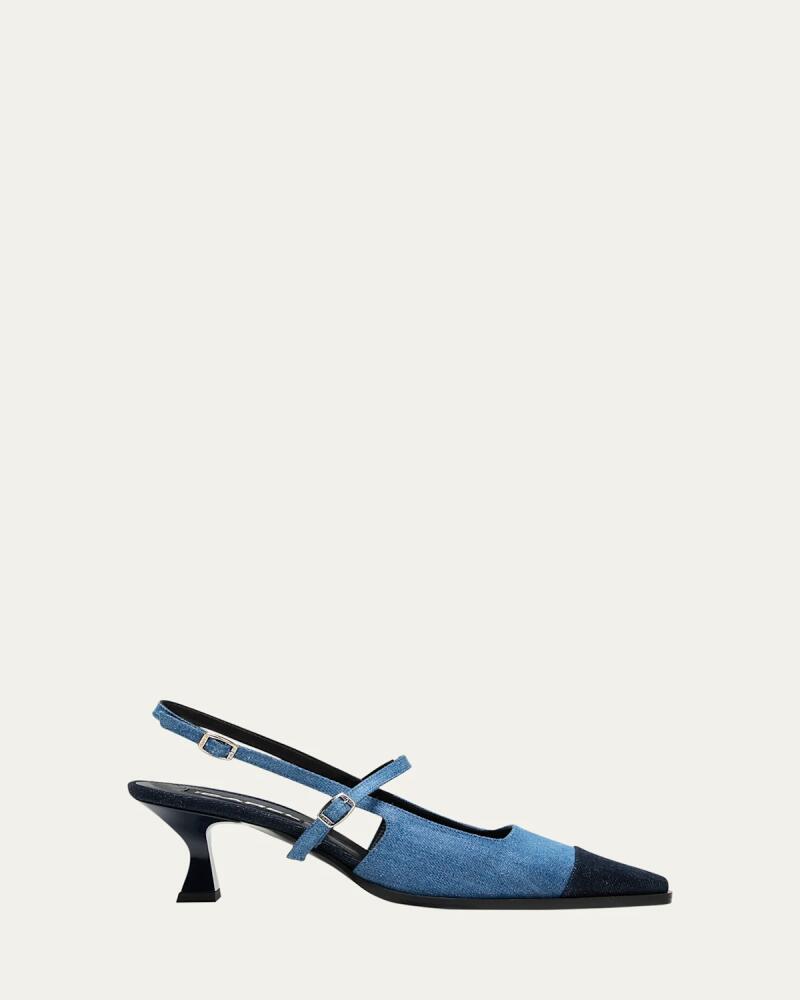 CAREL Cecile Bicolor Denim Slingback Pumps Cover