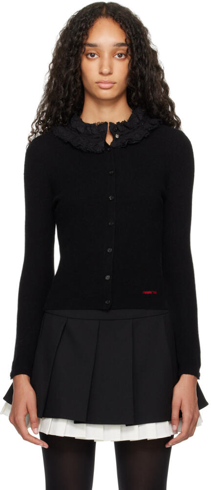 SHUSHU/TONG Black Collar Embellished Cardigan Cover