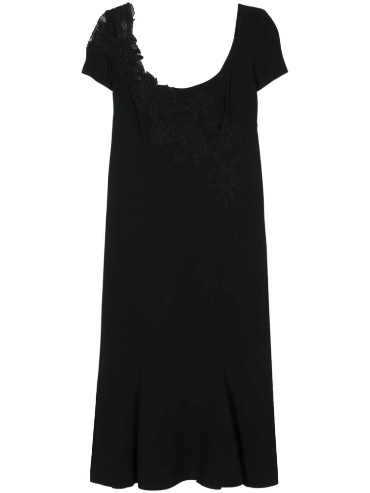 Ermanno Scervino floral lace appliqué midi dress - Black Cover