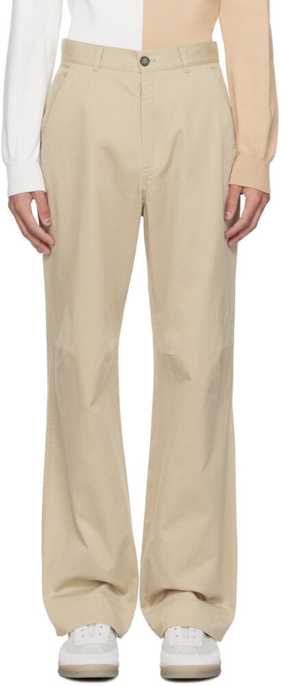 MM6 Maison Margiela Beige Straight-Leg Trousers Cover