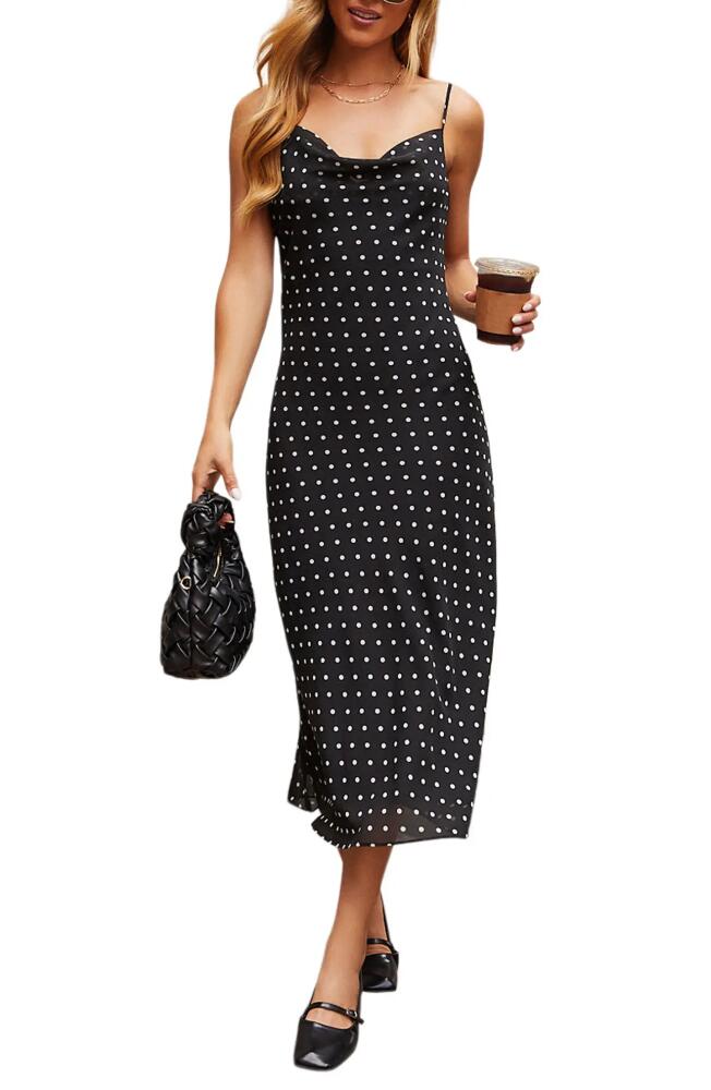 VICI Collection Ainsley Polka Dot Midi Slipdress in Black Cover