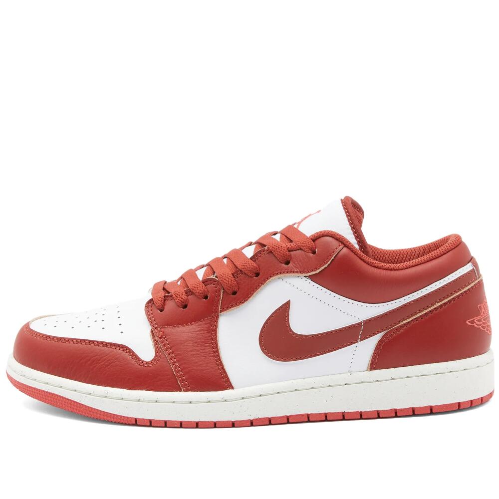 Air Jordan Men's 1 Low SE Sneakers in White/Dune Red/Vachetta Tan Cover