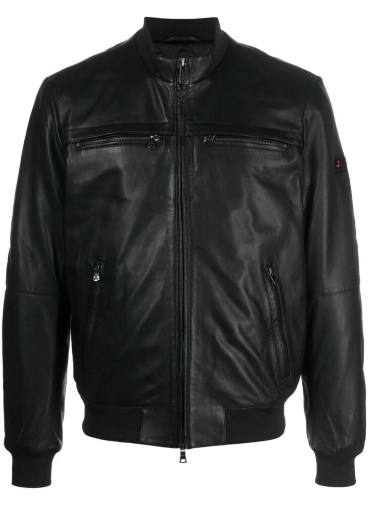 Peuterey two-way zipped leather jacket - Black Cover