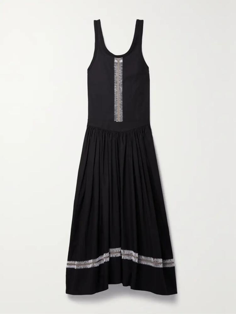 Diotima - Pocomania Crochet-trimmed Cotton-poplin Maxi Dress - Black Cover