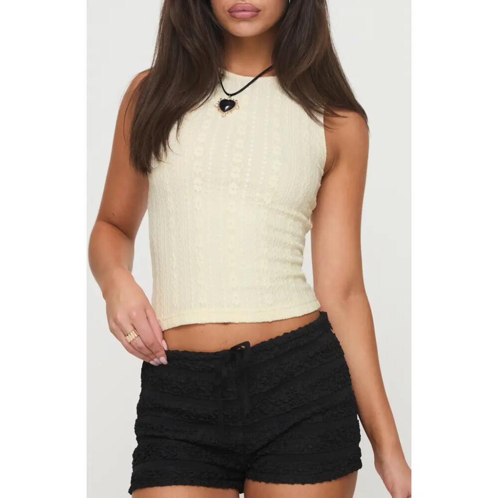 Princess Polly Dystran Lace Crop Tank in Light Beige Cover