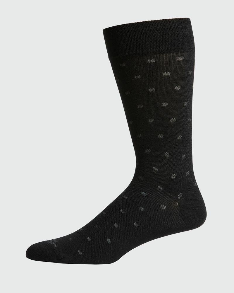 Marcoliani Men's Modal Cashmere Micro Polka Mid-Calf Socks Cover