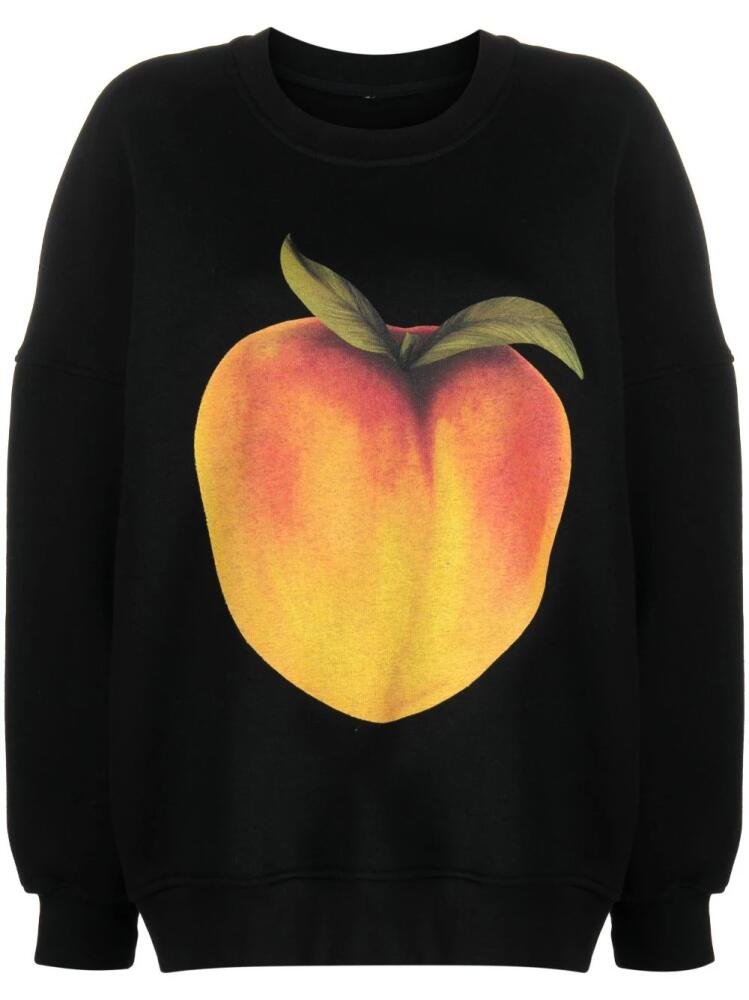 Ioana Ciolacu Peach-print crew-neck sweatshirt - Black Cover