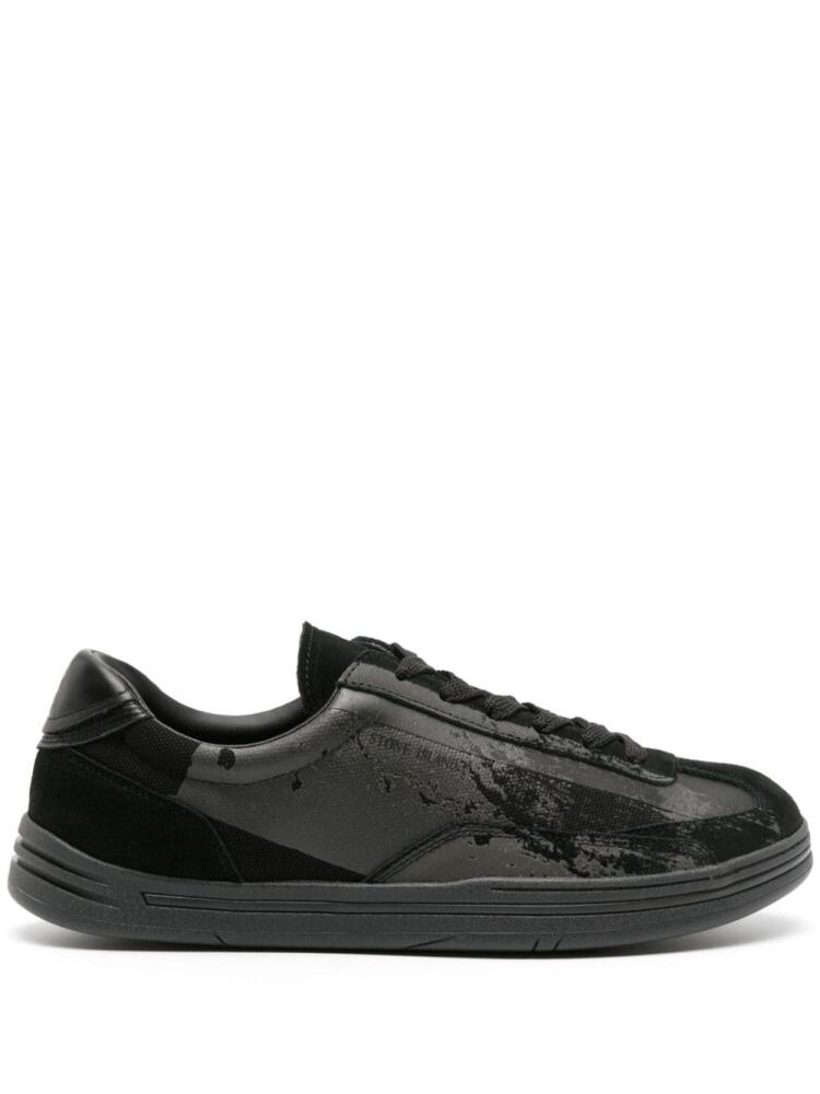 Stone Island Rock logo-appliqué suede-panelled sneakers - Black Cover