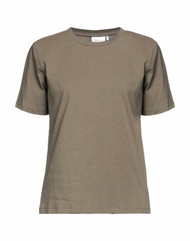 Gestuz Woman T-shirt Military green Organic cotton Cover