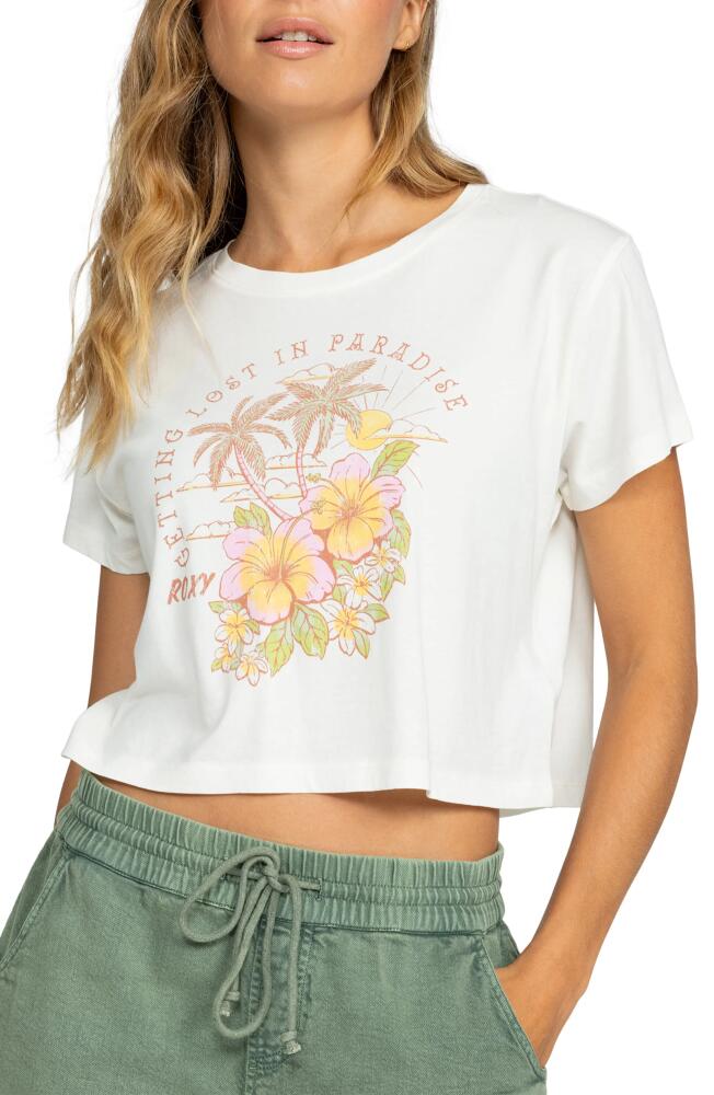 Roxy Hibiscus Paradise Crop Graphic T-Shirt in Snow White Cover