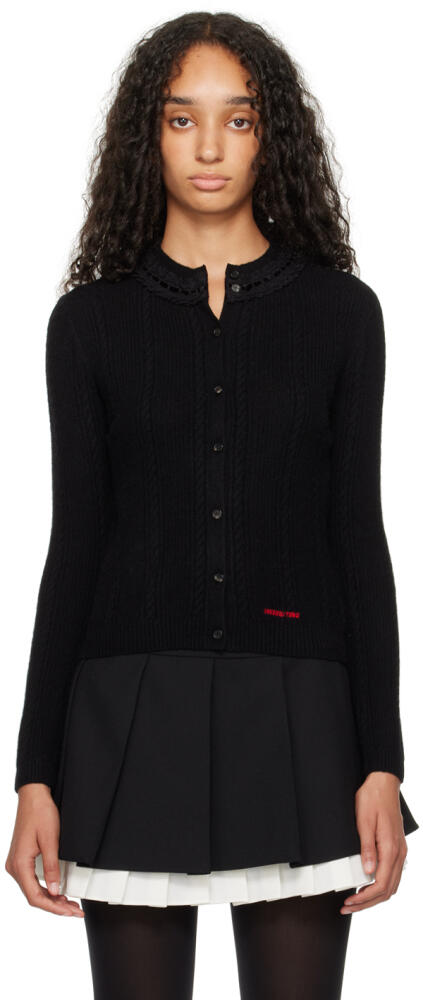 SHUSHU/TONG Black Collar Embellished Cardigan Cover