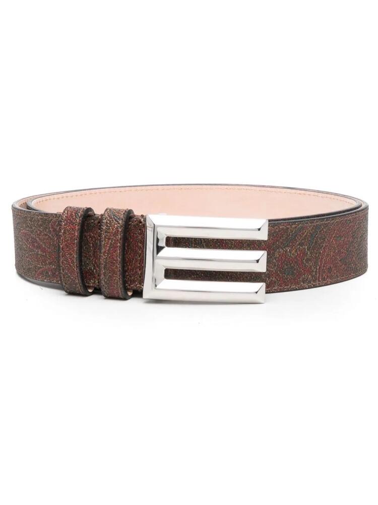 ETRO logo-buckle paisley-print belt - Brown Cover