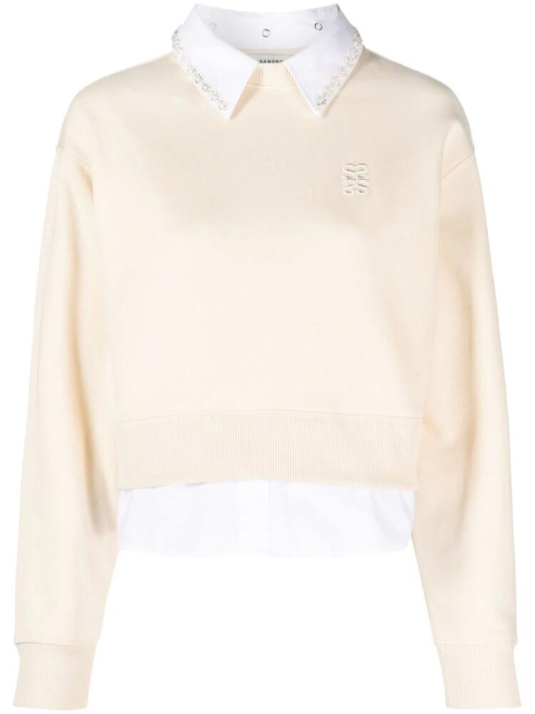 SANDRO layered logo-embroidered sweatshirt - Neutrals Cover