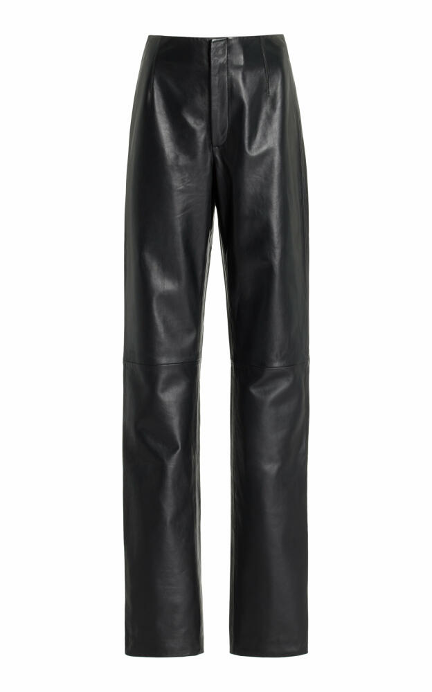 The Frankie Shop - Ziggys Leather Straight-Leg Pants - Black Cover