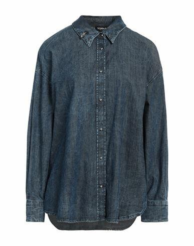 Dondup Woman Denim shirt Blue Cotton, Elastane Cover