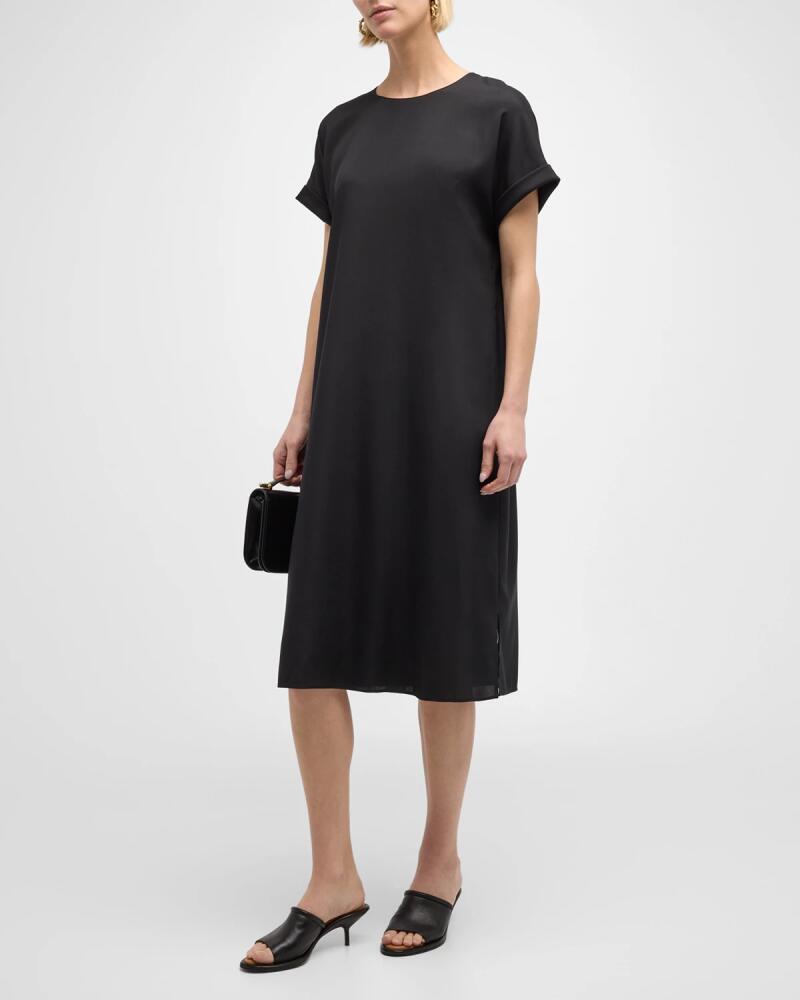 Lafayette 148 New York Side-Slit Stretch Georgette Midi T-Shirt Dress Cover