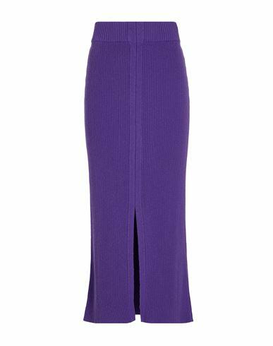 8 By Yoox Ribbed Front Split Knit Long Skirt Woman Midi skirt Purple Recycled cotton, Cotton Cover