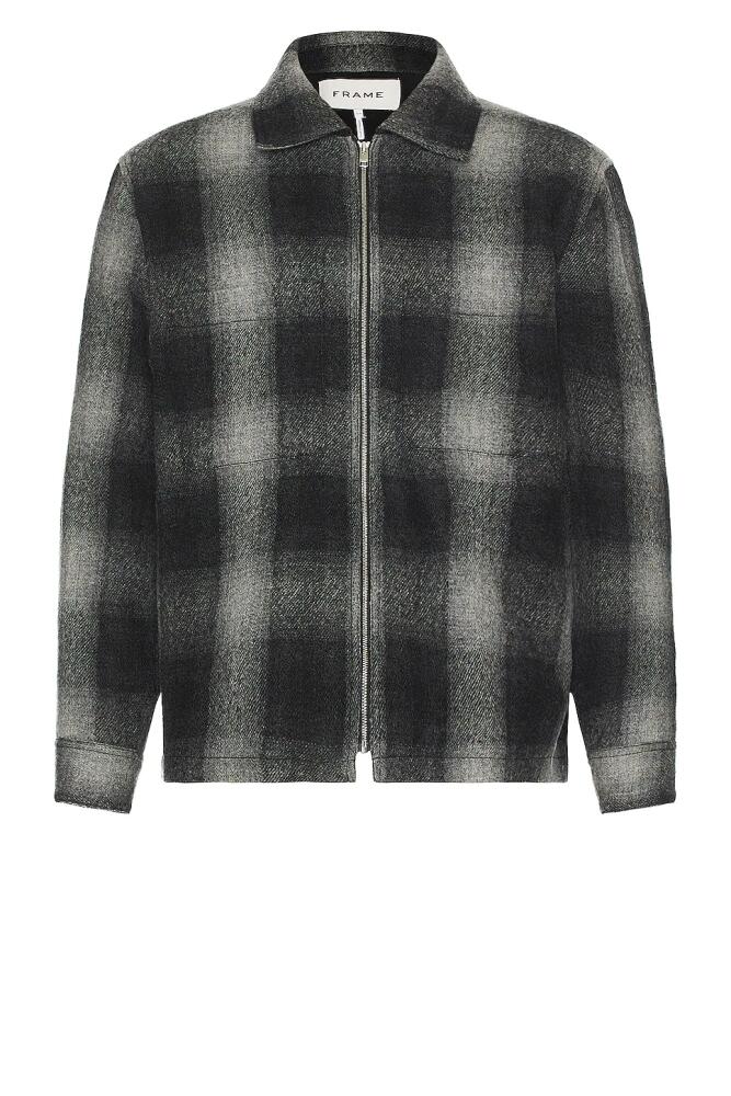 FRAME Plaid Wool Jacket in Grey Cover