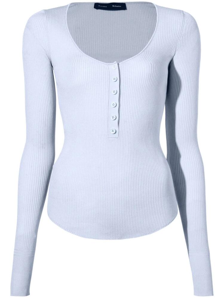 Proenza Schouler sky blue silk Henley shirt Cover