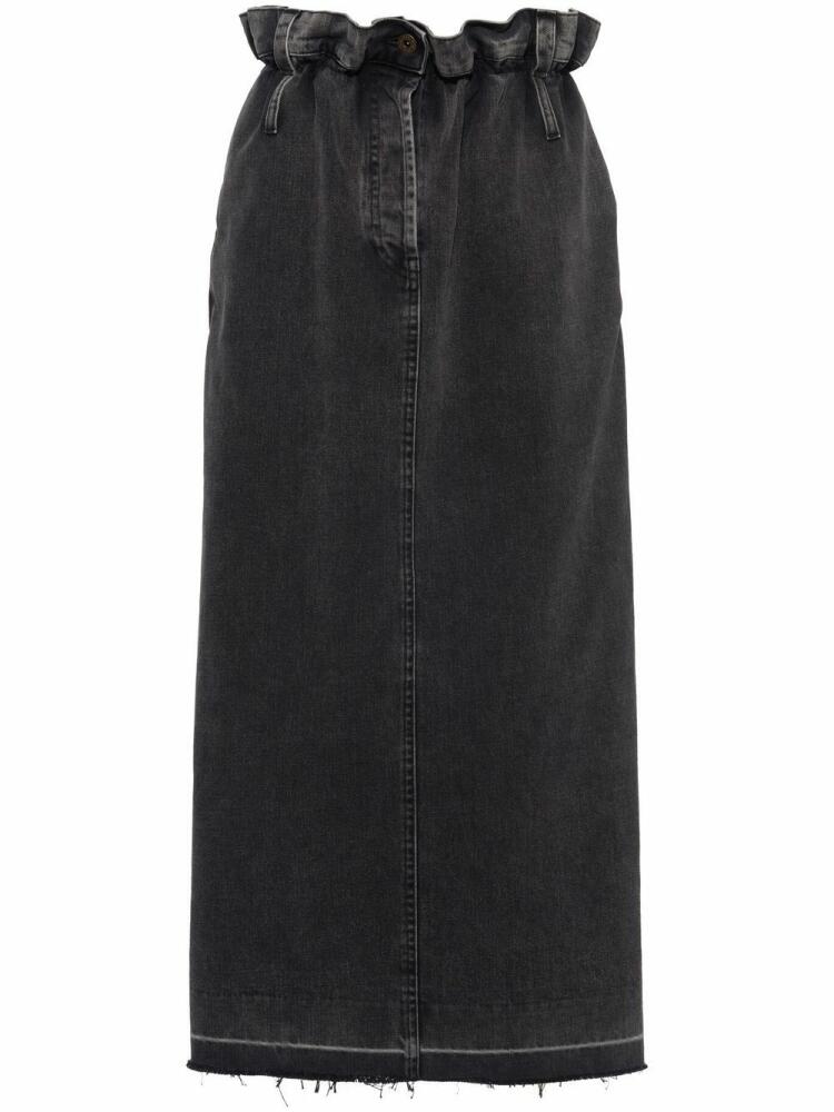 Miu Miu paperbag-waist denim midi skirt - Black Cover