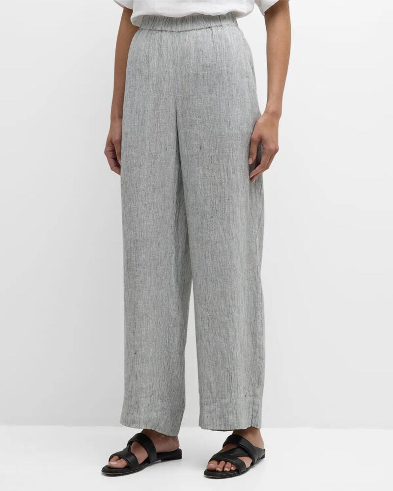 Eileen Fisher Petite Striped Wide-Leg Organic Linen Pants Cover