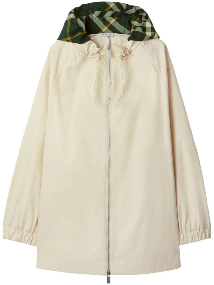 Burberry checkered hood cotton parka - White Cover