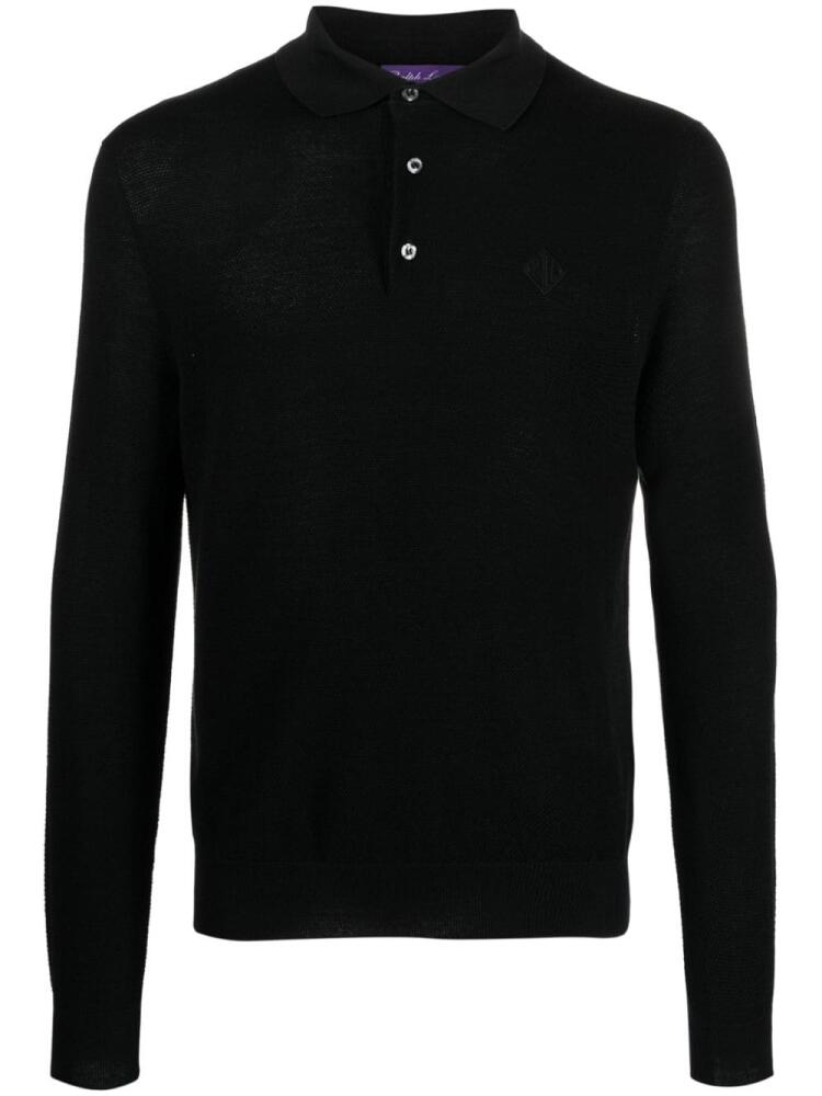 Ralph Lauren Purple Label logo-embroidered polo jumper - Black Cover