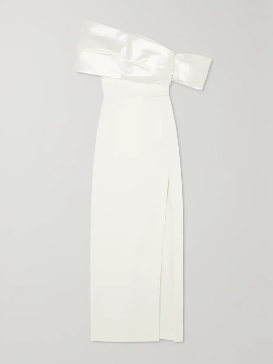 Solace London - Alexis Off-the-shoulder Crepe And Satin-twill Gown - Cream Cover