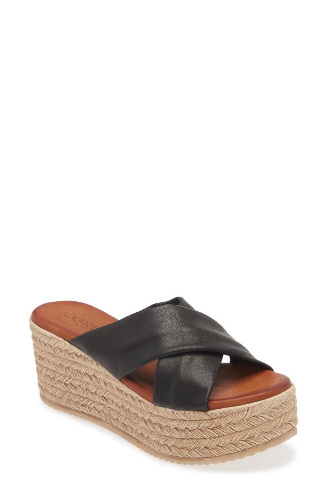 Cordani Bella Espadrille Wedge Sandal in Black Leather Cover