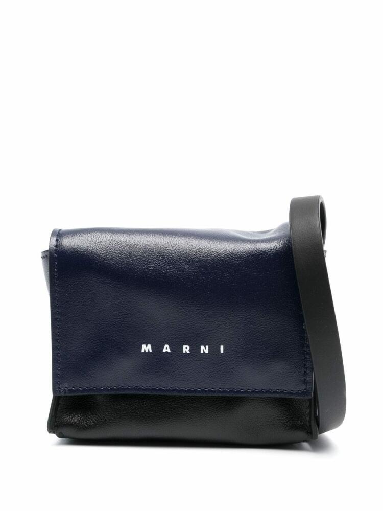 Marni logo-print leather crossbody bag - Black Cover