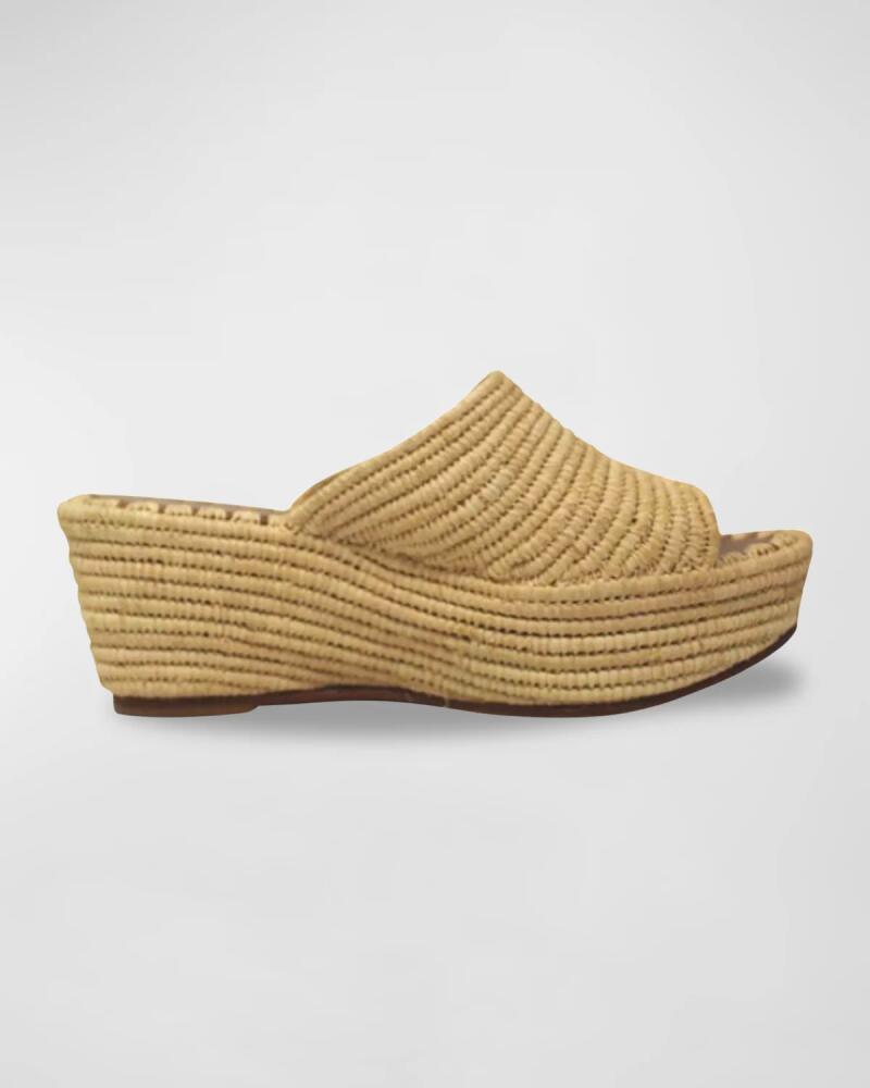 Carrie Forbes Karim Woven Raffia Wedge Slide Sandals Cover