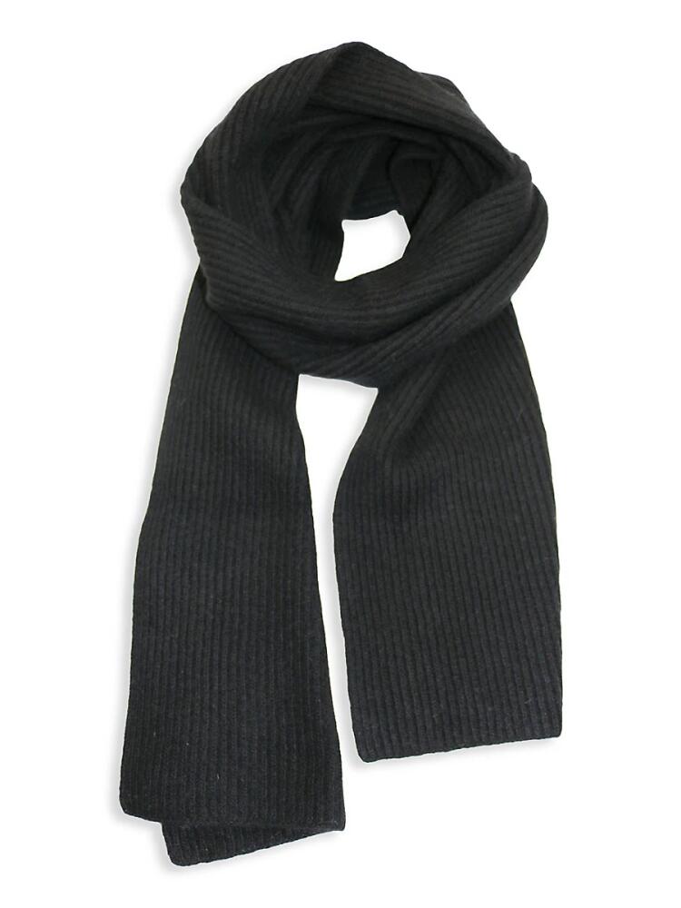 Portolano Men's Cashmere Scarf In Double Racking Stitch - Black Cover