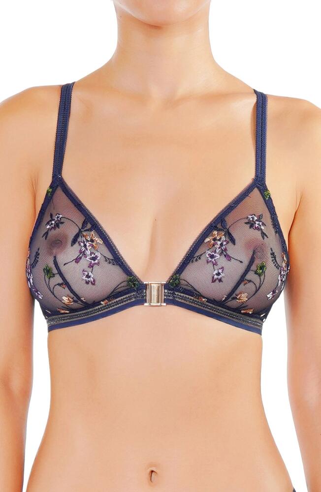 Huit Insouciante Embroidered Mesh Bra in Marine Cover