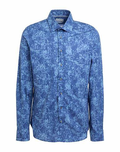 Michael Kors Mens Man Shirt Blue Cotton, Elastane Cover