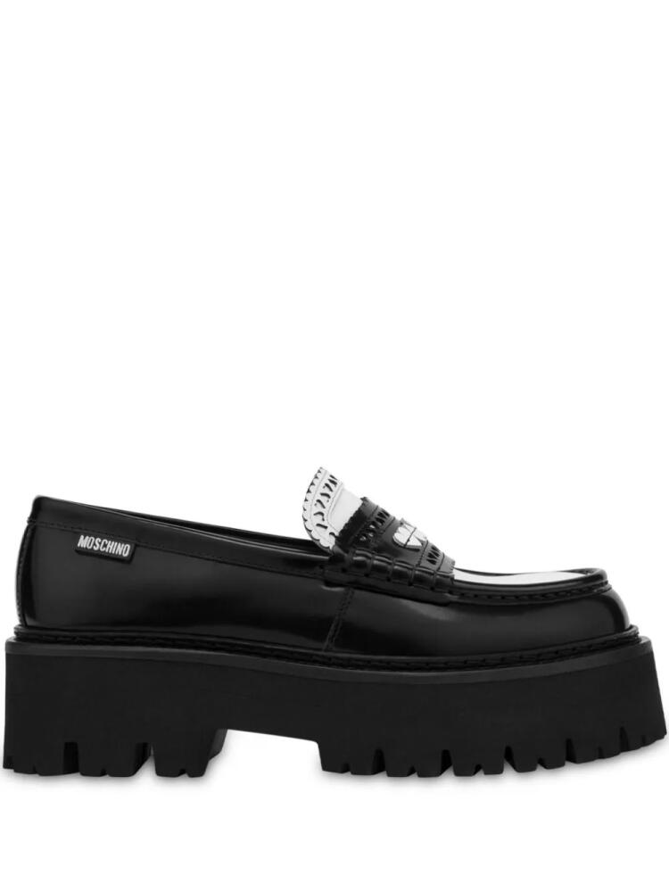 Moschino colour-block leather platform loafers - Black Cover