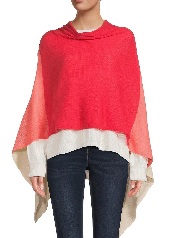 Portolano Women's Colorblock Cashmere Poncho - Cherry Lobster Cover