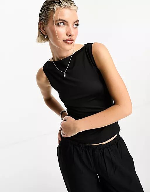 Weekday Annie boat neck tank top in black Cover