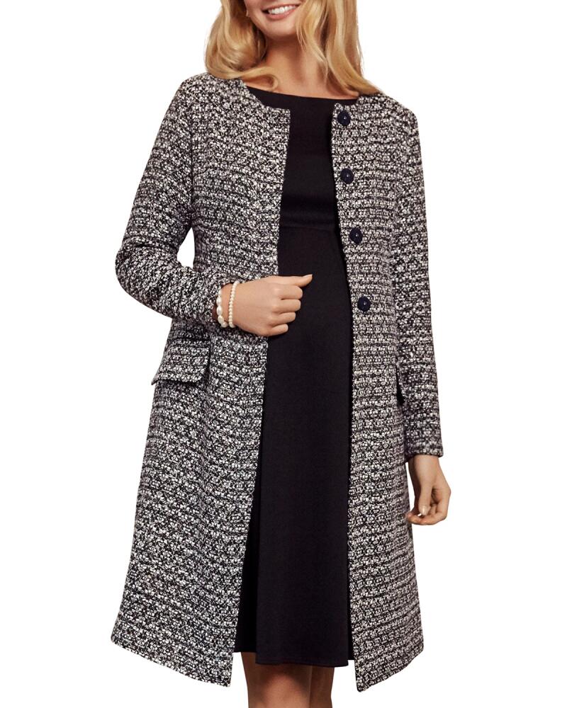 Tiffany Rose Maternity Verity Collarless Button-Front Boucle Coat Cover