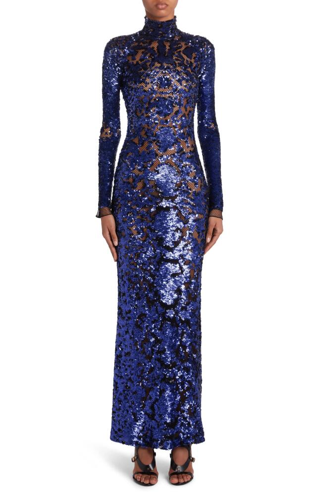 TOM FORD Sequin Snake Design Long Sleeve Gown in Blue Cover