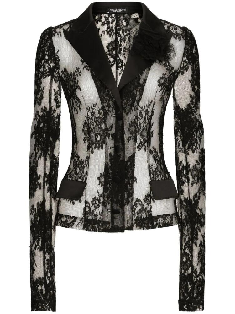 Dolce & Gabbana sheer Chantilly-lace blazer - Black Cover