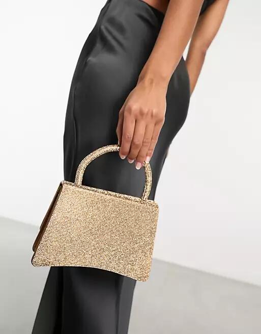 True Decadence glitter clutch bag in gold Cover