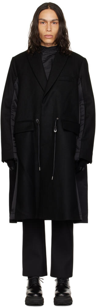 sacai Black Drawstring Coat Cover