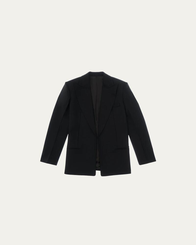 Helmut Lang Padded-Shoulder Open Front Blazer Cover