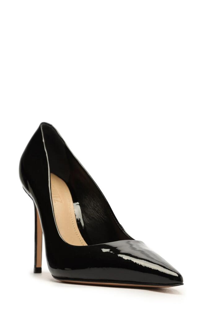 Schutz Lou Pointed Toe Pump in Black Patent Cover