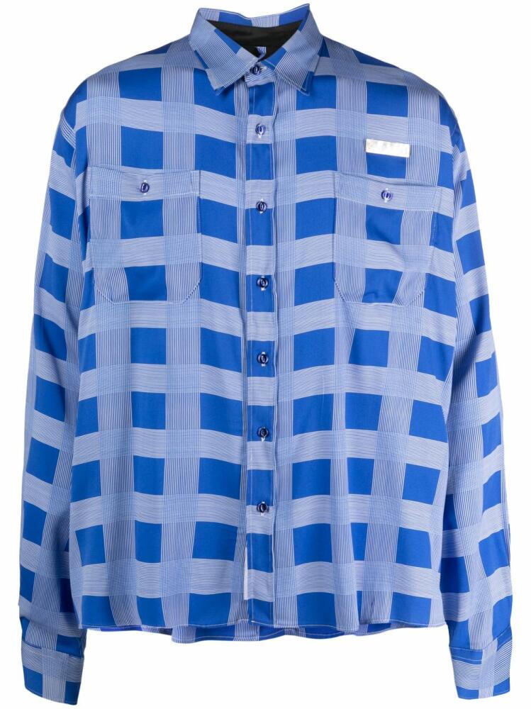 4SDESIGNS plaid-check pattern shirt - Blue Cover