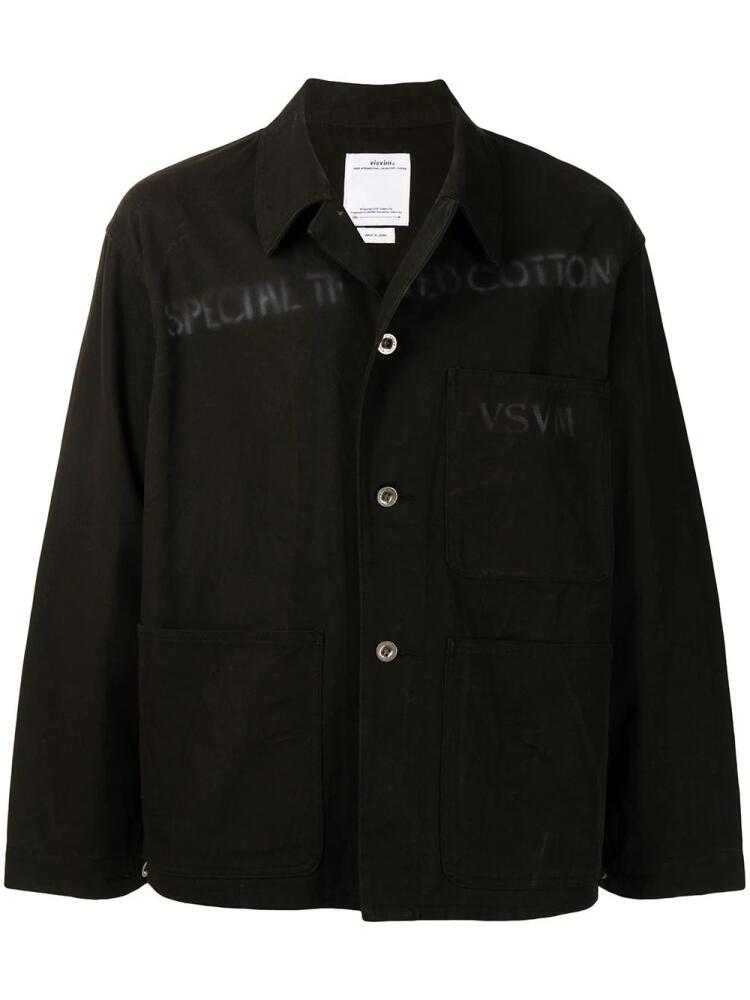 visvim logo-print crinkle-effect shirt jacket - Brown Cover