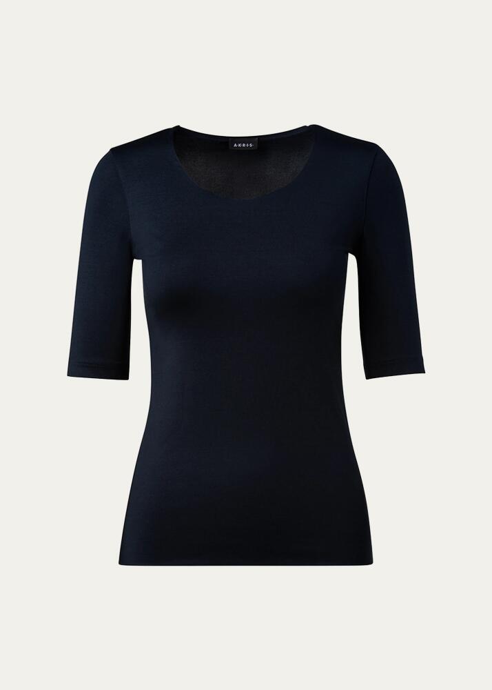 Akris Scoop-Neck Silk Jersey T-Shirt Cover