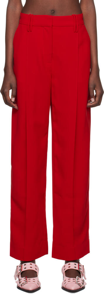 GANNI Red Twill Suiting Trousers Cover