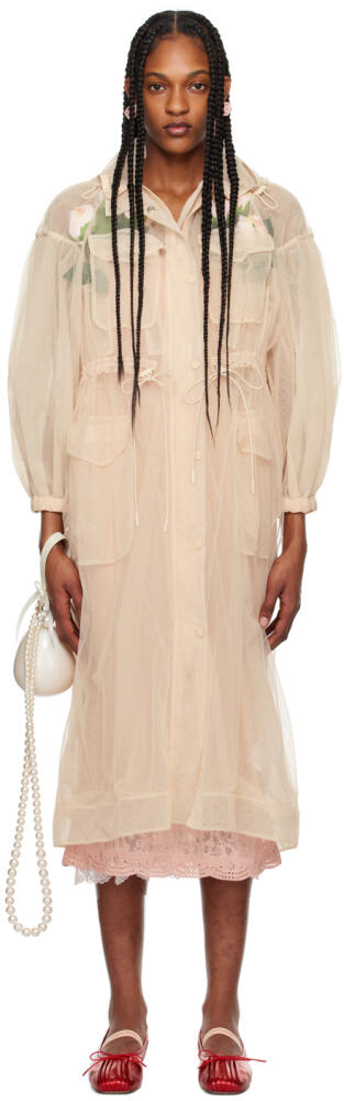 Simone Rocha Beige Stuffed Flowers Coat Cover