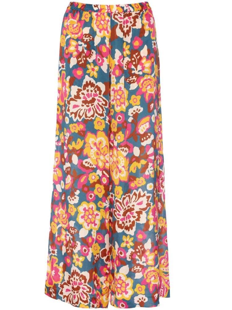 ERES Cactus floral-print wide-leg trousers - Blue Cover